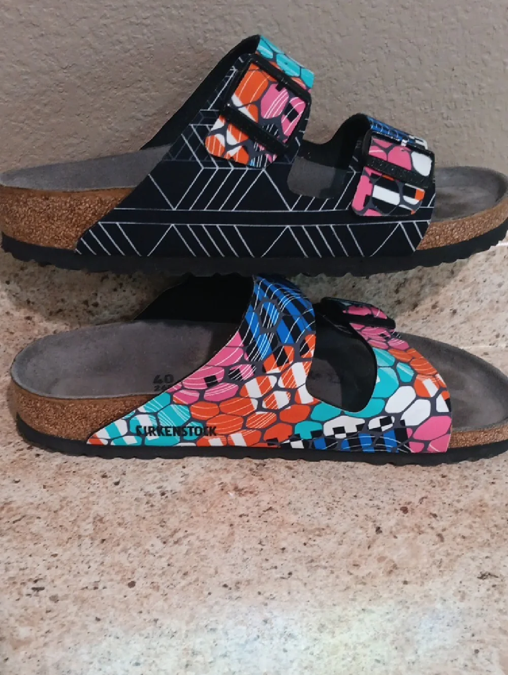 Birkenstock Arizona Sonar Geometric Two-Strap Sandals Size 40 W-9 M-7 - Picture 7 of 8